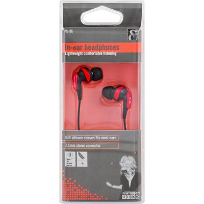 Deltaco HL86 in-ear nappikuulokkeet, 3.5mm, musta/punainen Deltaco HL86 in-ear nappikuulokkeet, 3.5mm, musta/punainen